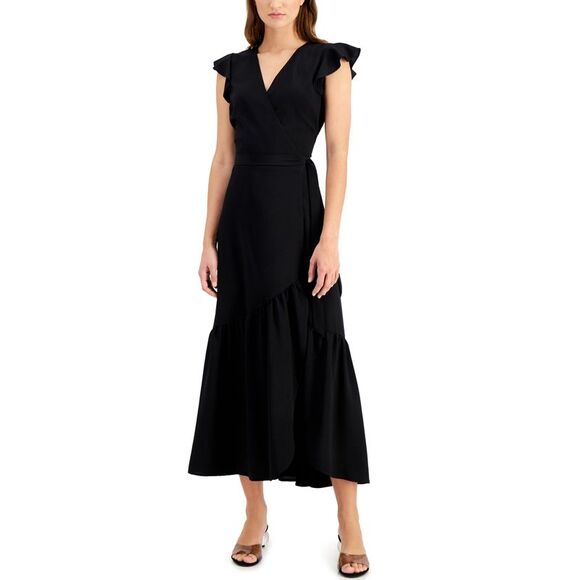 Flutter-Sleeve Wrap Dress - Picture 1 of 2